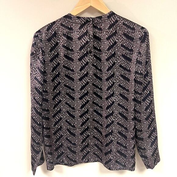 Sassoon vintage teardrop print silky long sleeve top 8 - Picture 3 of 6